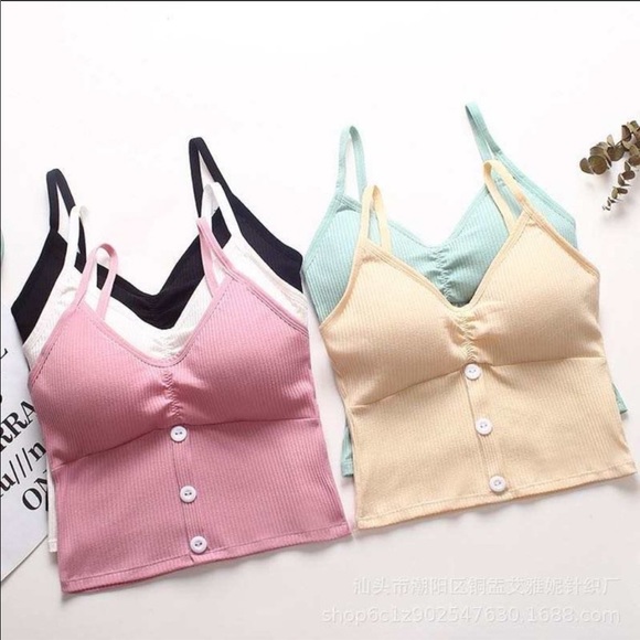 Women’s padded spaghetti strap tank top w/buttons - Picture 13 of 14